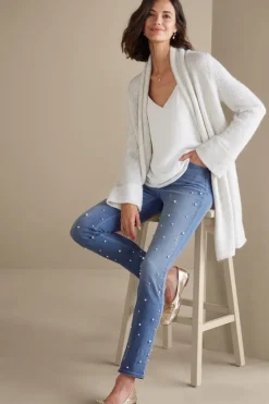 Clearance Soft Surroundings Ultimate Denim Pearl Straight Leg Jeans IcyBlueWash