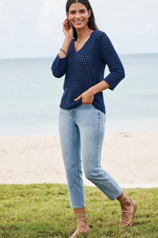 Sale Soft Surroundings Ultimate Denim Slim Leg Crop Jeans