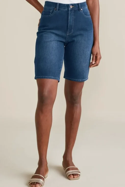 Sale Soft Surroundings Ultimate Denim Slim Leg Shorts TidalBlueWash