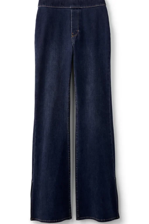 Best Soft Surroundings Ultimate Denim Slit Hem Flare Jeans TidalBlueWash