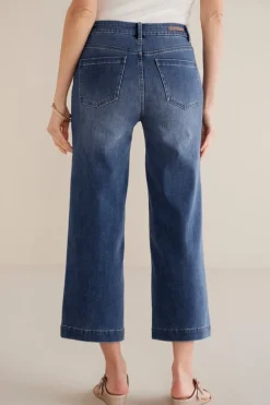 Discount Soft Surroundings Ultimate Denim Wide Leg Crop Jeans MirrorLakeWash