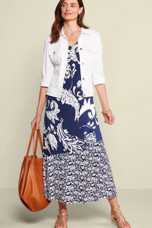 Fashion Soft Surroundings Vaila Maxi Dress OceanAirScarf/AzoresDi