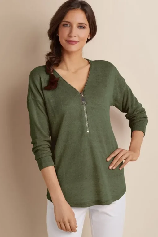 Clearance Soft Surroundings Valentina Zip Sweater