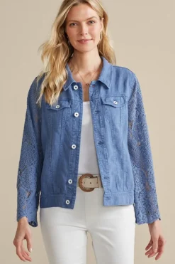 Discount Soft Surroundings Varese Linen Blend Jacket ColonyBlue