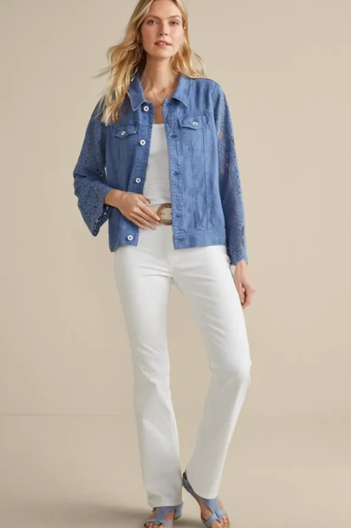 Discount Soft Surroundings Varese Linen Blend Jacket ColonyBlue