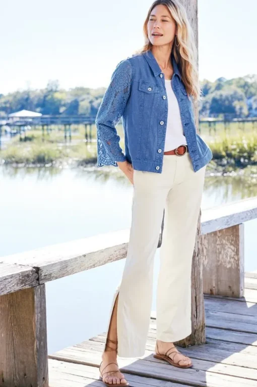 Discount Soft Surroundings Varese Linen Blend Jacket ColonyBlue