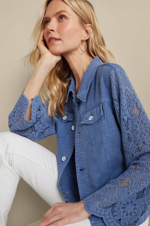 Discount Soft Surroundings Varese Linen Blend Jacket ColonyBlue