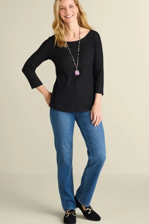 Fashion Soft Surroundings Veda Rib Top WashedBlack