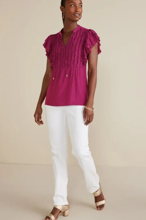 New Soft Surroundings Victoria Ruffle Tunic Sangria