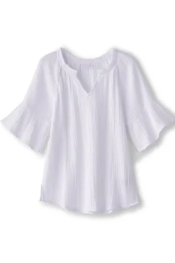 Clearance Soft Surroundings Vinka Gauze Pullover SunkistCoral