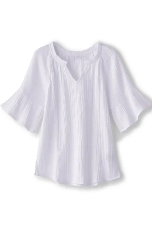 Clearance Soft Surroundings Vinka Gauze Pullover SunkistCoral