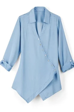New Soft Surroundings Washed Tencel™ Tunic LightWashDenim