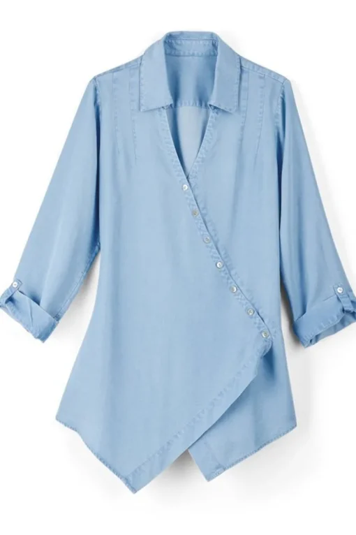 New Soft Surroundings Washed Tencel™ Tunic LightWashDenim