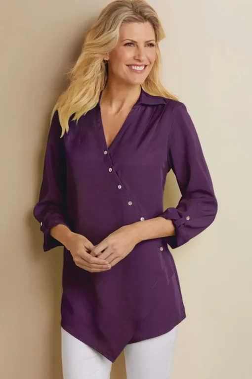 New Soft Surroundings Washed Tencel™ Tunic LightWashDenim