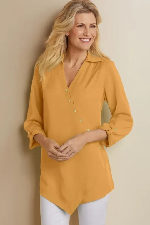 New Soft Surroundings Washed Tencel™ Tunic LightWashDenim