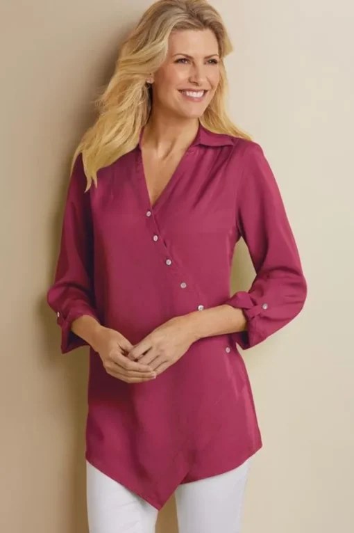 New Soft Surroundings Washed Tencel™ Tunic LightWashDenim