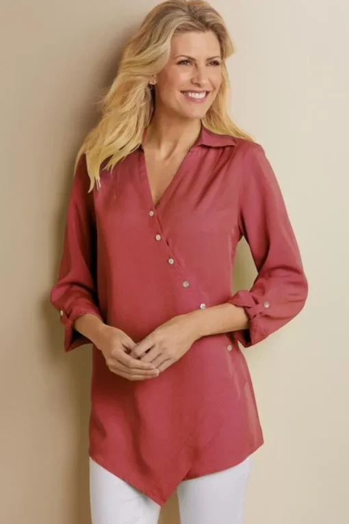 New Soft Surroundings Washed Tencel™ Tunic LightWashDenim