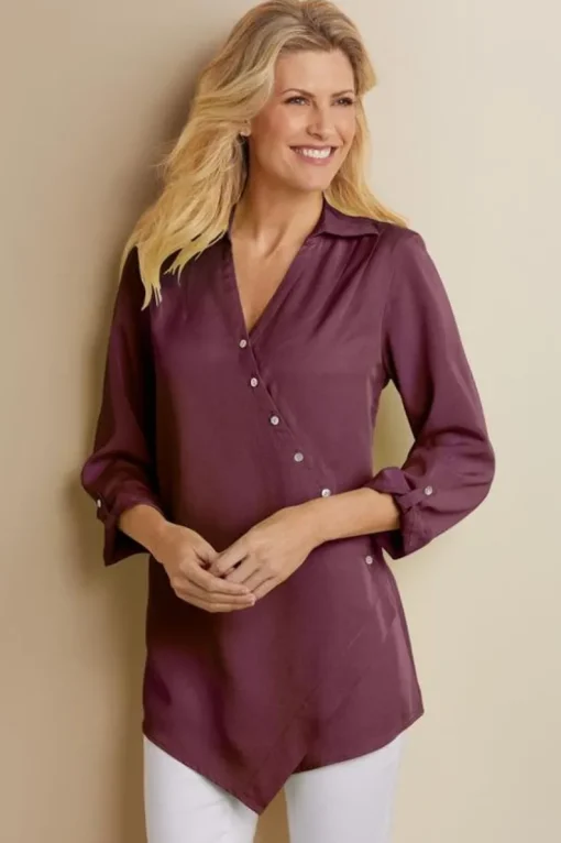 New Soft Surroundings Washed Tencel™ Tunic LightWashDenim