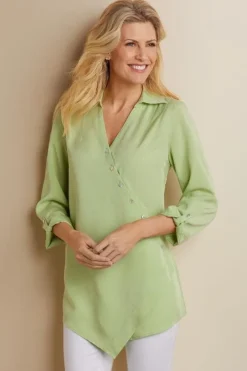 New Soft Surroundings Washed Tencel™ Tunic LightWashDenim