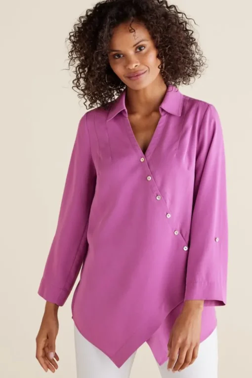 New Soft Surroundings Washed Tencel™ Tunic LightWashDenim